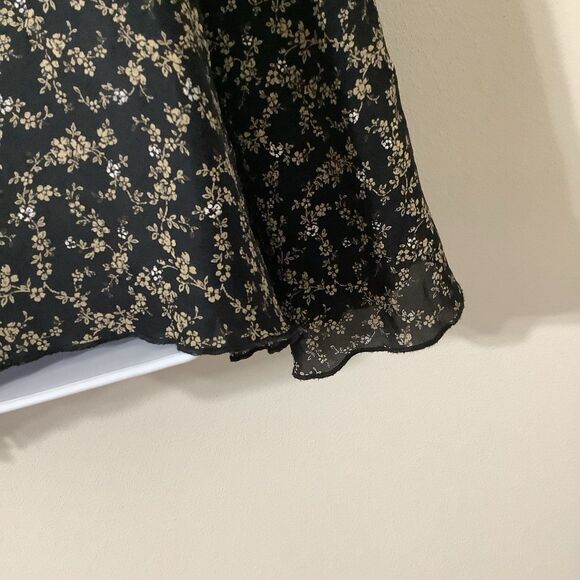 Lane Bryant Black Floral Whimsygoth Dark Cottagecore Flowy Silk Blouse 22/24 - Picture 12 of 12